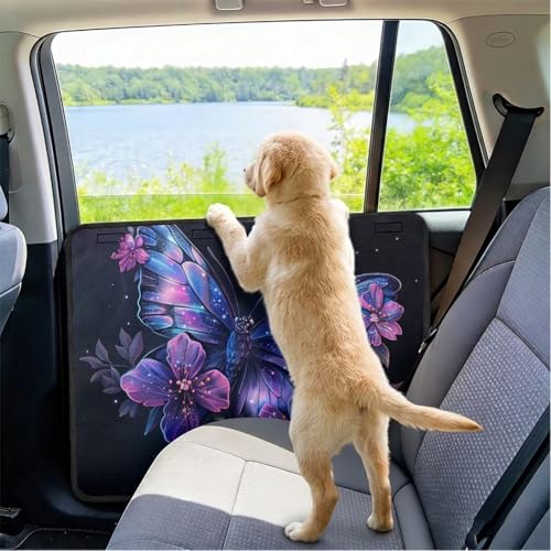 Butterfly Dog Car Door Protector for Small Suv Stain-Resistant Door Panel Cover, Anti-Scratch Y2K Protects Doors Guard for Cars/SUVs/Trucks Fashion Cars Accessories - color: Butterfly Print