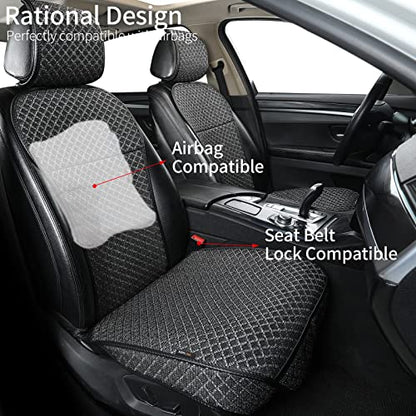 Breathable Car Seat Cover,Luxury Front Seat Cover,Durable and Non Slip,Polyester Silk Material, Universal Car Seat Cushion,Suitable for All Seasons,Airbag Compatible (Black，1PC) - color: Black-Front-1pc