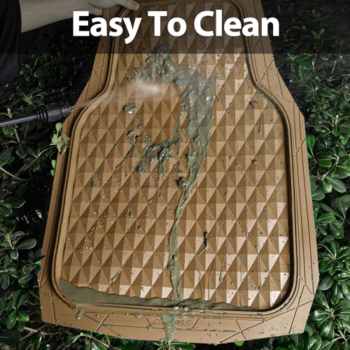 CAR PASS Heavy Duty Rubber Beige Car Floor Mats & Cargo Liners, Deep Dish All-Weather Trunk Mats Durable Anti-Slip 3D Rhombus Waterproof Trim to Fit Liner Universal Fit Auto,Sedan,SUV,Truck, Beige - color: beige with cargo liner
