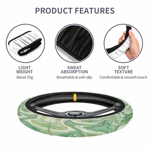 Marble Texture Elastic Steering Wheel Cover Abstract Background Golden Steering Wheel Cover Anti Slip Protective Case Universal Stretch Steering Protector - color: Multi1117