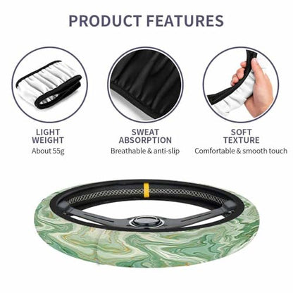 Marble Texture Elastic Steering Wheel Cover Abstract Background Golden Steering Wheel Cover Anti Slip Protective Case Universal Stretch Steering Protector - color: Multi1117