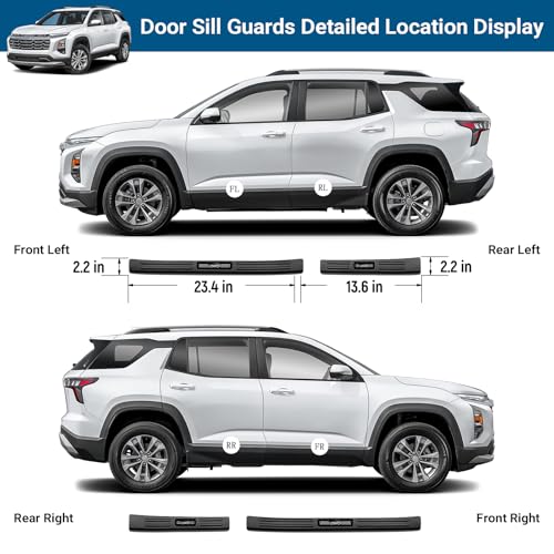 4PCS Door Sill Protector for Chevy Equinox 2025 2026 Accessories Matte Black ABS Material Front and Rear Door Car Pedal Kick Protection