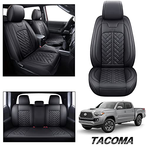 Tacoma Car Seat Covers Compatible with Toyota Tacoma Truck 2005-2024 2025 2026 Access Crew Double Cab TRD Sport Offroad Limited SR5 V6 Cushions(Full Set/Black) - color: Full Set/Black