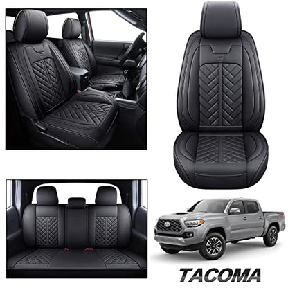 Tacoma Car Seat Covers Compatible with Toyota Tacoma Truck 2005-2024 2025 2026 Access Crew Double Cab TRD Sport Offroad Limited SR5 V6 Cushions(Full Set/Black) - color: Full Set/Black