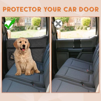 2PCS Dog Car Door Protector with Mesh Pocket Compatible with Ford F-150 2015-2023 Vehicle Door Covers from Dog Scratching, Repels Water & Dirt Side Machine Washable Side Pet Shield Panel Black