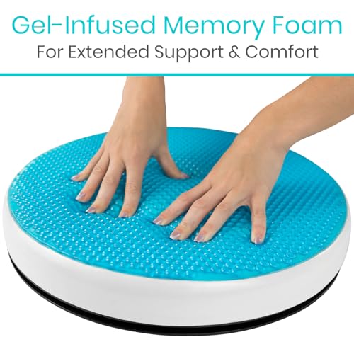 Vive Swivel Car Seat Cushion for Handicapped & Elderly Assistance - 360 Large Round Rotating Chair Pad with Memory Foam (Black)