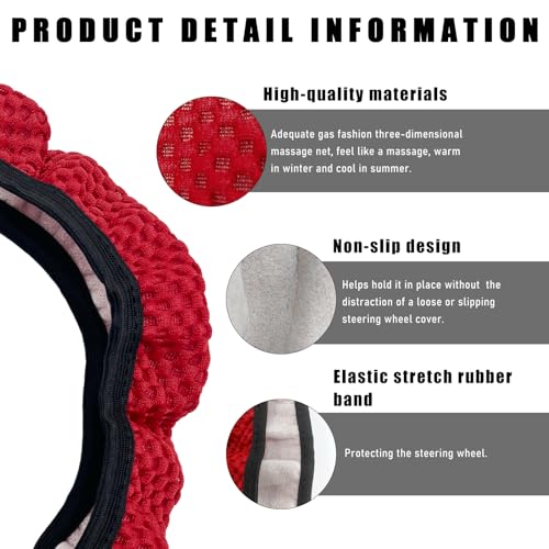 Wevdn Elastic Stretch Steering Wheel Cover, 15"×15" Microfiber Breathable Ice Silk Steering Wheel Protector, Anti-Slip Elastic Steering Wheel Cover for Men Women, Car Accessories (Wine Red) - color: Wine Red