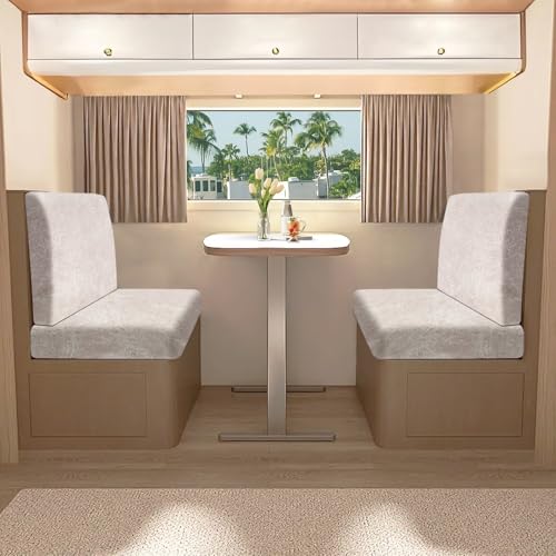 molasofa Leather Like RV Dinette Cushion Covers, RV Booth Seat Cover Stretchable Camper Cushion Couch Covers Washable Slipcovers for Camper Car Bench (1 Backrest Cover & 1 Bench Cover, Beige) - color: Beige02, size: 1 Bench Cover & 1 Backrest Cover