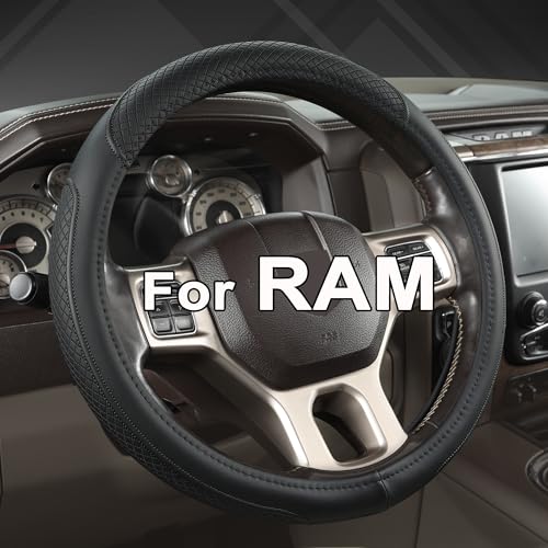 West Llama Customized Auto Car Steering Wheel Cover for Dodge RAM 1500 2500 3500, 15.5-16 inch(Black-Large Size) - color: C-Black