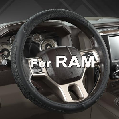 West Llama Customized Auto Car Steering Wheel Cover for Dodge RAM 1500 2500 3500, 15.5-16 inch(Black-Large Size) - color: C-Black