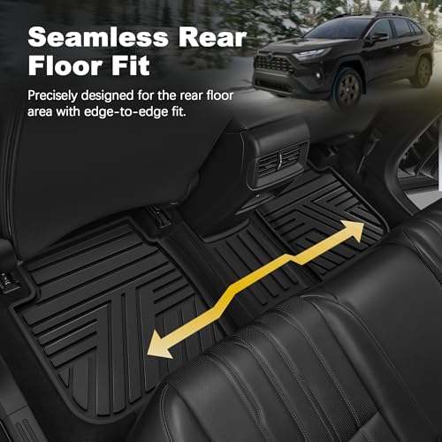 All Weather Floor Mats Custom Fit for Toyota RAV4 2019-2025 Waterproof Heavy Duty Anti-Slip Car Mats, 1st & 2nd Row Full Black - color: Black