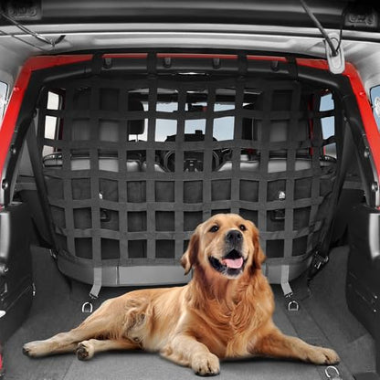 Dog Car Net Barrier Pet Barrier for 2007-2025 Jeep Wrangler JK JL 4 Door Accessories Safely with Children & Pet Trunk Cargo Isolation Liner Divider