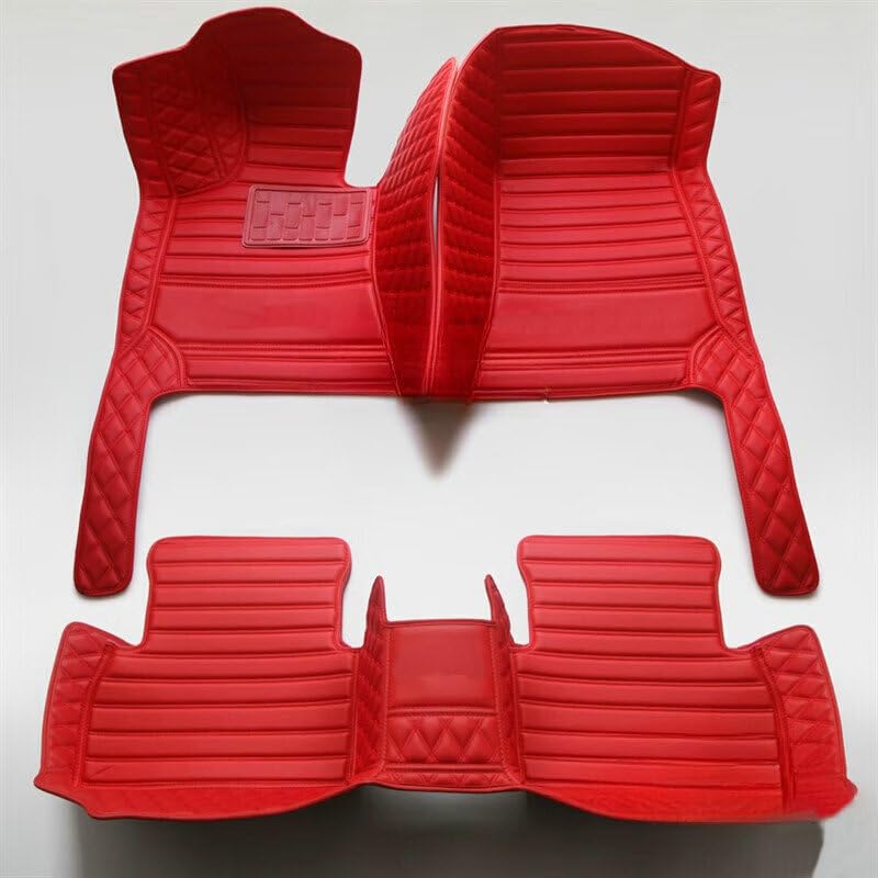 Custom Artificial Leather Waterproof All-Weather Car Floor Mats Fit for 99% Sedan SUV Sports Car Vehicle Car Mat (Red Red Stripe) - color: Red Red stripe