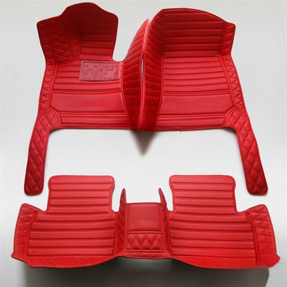Custom Artificial Leather Waterproof All-Weather Car Floor Mats Fit for 99% Sedan SUV Sports Car Vehicle Car Mat (Red Red Stripe) - color: Red Red stripe