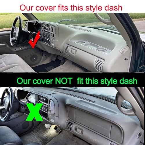 Dash Cover Mat Custom Fit for 1995-1996 Chevy Chevrolet Silverado C1500 C2500 C3500 K1500 K2500 K3500 Tahoe Suburban,GMC Sierra Yukon Suburban Pickup Truck,Dashboard Cover Pad Carpet (95-96 Dark Gray)