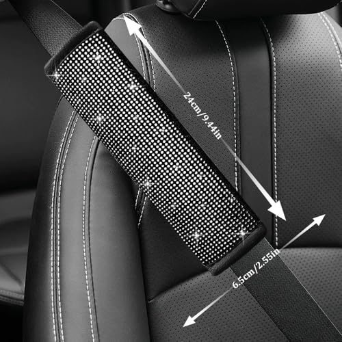 2PCS Bling Seat Belt Covers, Seat Belt Cover Pad, Car Seatbelt Shoulder Pads with Rhinestone, Auto Accessories Comfortable Automotive Neck Shoulder Mat Cushion for Car Truck SUV (White) - color: White