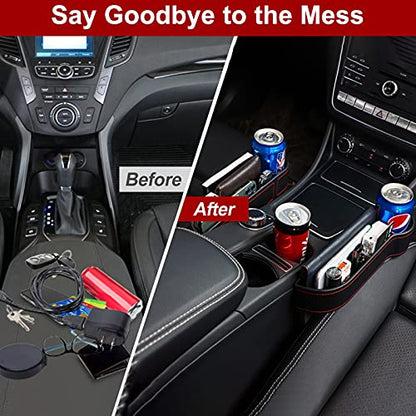 MORDEN MS 2 Pack Car Seat Gap Filler Organizer, Automotive Front Seat Storage with Cup Holder, Auto Console Side Extra Storage Boxes - Passenger & Driver Side