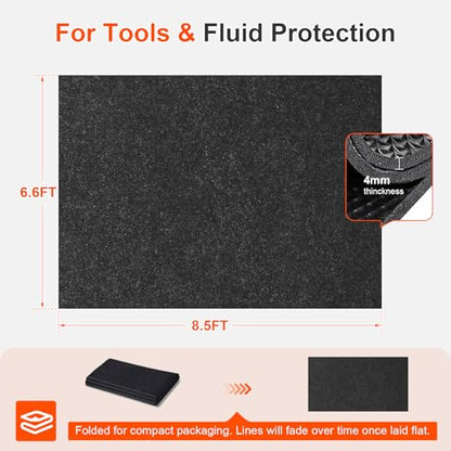 Heavy Duty Oil Spill Mat for Garage Floor, Extra Thick Absorbent with Anti-Slip Rubber Backing, Reusable Under Car Leak Pad (6.6 * 8.5FT)