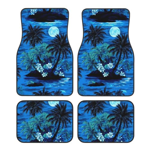 OSAM SPACE Palm Trees Island Car Floor Mats Set of 4 All Weather Trunk Mat Anti-Slip Automotive Carpet Decor Rugs Universal Car Accessories - color: Palm Trees Island