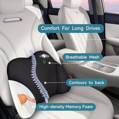 SPRFUFLY Really Amazing Lumbar Support Pillow for Car Seat - Pure Memory Foam with Breathable Removable Cover - Relieves Back Pain Lumbar Pillow(Black, 1PC) - color: Backsaver-eight