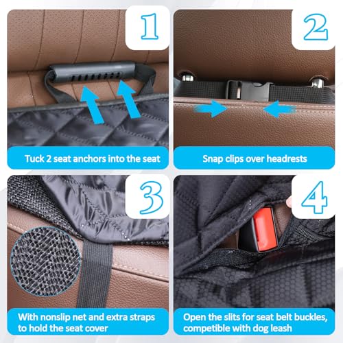Dog Car Seat Cover for Back Seat Pet Cover for Dogs Waterproof Car Seat Protector Bench Seat Cover, Scratchproof Nonslip Durable Car Seat Covers for SUV,Truck &Cars(Standard Size:52W*48L)