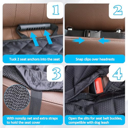 Dog Car Seat Cover for Back Seat Pet Cover for Dogs Waterproof Car Seat Protector Bench Seat Cover, Scratchproof Nonslip Durable Car Seat Covers for SUV,Truck &Cars(Standard Size:52W*48L)