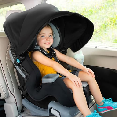 Baby Trend Cover Me 4-in-1 Infant Toddler Convertible Car Seat with Adjustable/Removable Canopy for Sun Protection & 2 Cup Holders, Black - color: Black