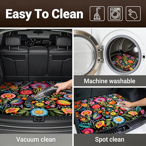 Car Trunk Mat - Universal Size 29" x 39", Floral Pattern Cargo Liner, Car Accessory for SUVs/Sedan/Wagons, Durable Protective Mat, Trunk Liner for Families/Travel Enthusiasts (Flowers-4) - style: flowers-4