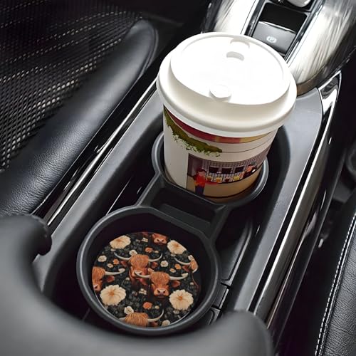 Yak Highland Cow Flower Absorbent Ceramic Car Coasters for Cup Holders, 2.56" Anti Slip Insert Cup Coasters for Women Men (2 PCS) - color: Yak Highland Cow Flower