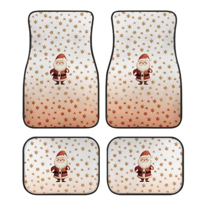 Father Christmas Print Car Vehicle Floor Mat Universal Fit All Weather Protection Rubber Carpets for Cars SUVs and Trucks,Set of 4 - color: Red Santa Christmas