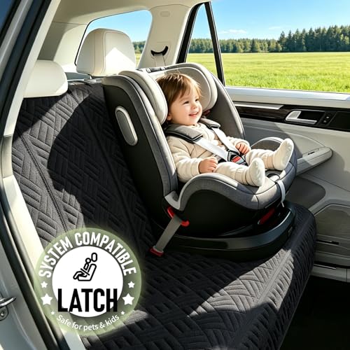 Dog Car Seat Cover for Back Seat, Waterproof 600D Oxford Protector for Travel and Daily Use, Non Slip Scratch Resistant Bench Cover, Easy to Clean, Fits Midsize SUVs/Trucks, 56 Inch