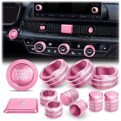 Polodunn for Honda Civic 2022-2026 Accessories, CRV 2023-2026 & Acura Ingetra 2023-2026 (Fit 7" Screen/ 2 Audio Knobs), 12pcs Knob Cover Kit - Hazard Light, Push Start, Audio, AC & Air Vent (Pink) - color: Pink, size: 2 Audio Knobs Screen