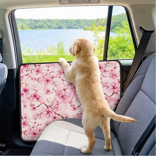 Cherry Blossom Car Door Protector for Dogs Interior Door Panel Cover Waterproof & Anti-Scratch Door Protector from Dog Scratching for SUVs, Trucks - color: Cherry Blossom