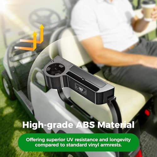 10L0L Golf Cart Rear Seat Kit Arm Rest Set with Cup Holder for Yamaha EZGO Club Car Golf Cart UV-Proof Coating Long Lasting, No Drilling Kits Include - color: Carbon Fiber