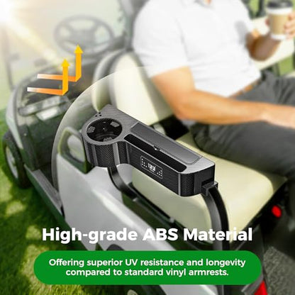10L0L Golf Cart Rear Seat Kit Arm Rest Set with Cup Holder for Yamaha EZGO Club Car Golf Cart UV-Proof Coating Long Lasting, No Drilling Kits Include - color: Carbon Fiber