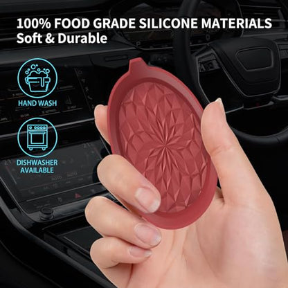 ME.FAN Car Cup Coasters [4 Pack] Silicone Car Coasters/Automotive Cup Mats - Universal Non-Slip Recessed Car Interior Accessories - Car Cup Holder Insert Coasters Wine Red - color: 4pack-wine Red