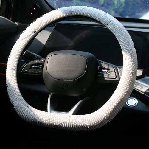 SEGADEN Massage Grip Soft Silicone Car Steering Wheel Cover Universal Anti-Slip Design 13-16 inch Protective Case White - color: White