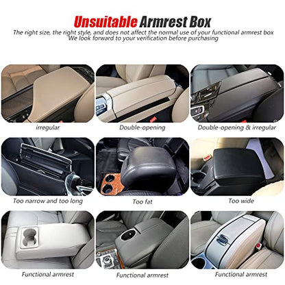 ESKONKE [Upgraded] Car Center Console Cover with 2 Storage Bags - Premium Nappa Leather Armrest Cover, Scratch & Wear Resistant, Waterproof Car Interior Accessories (Grey) - color: Grey