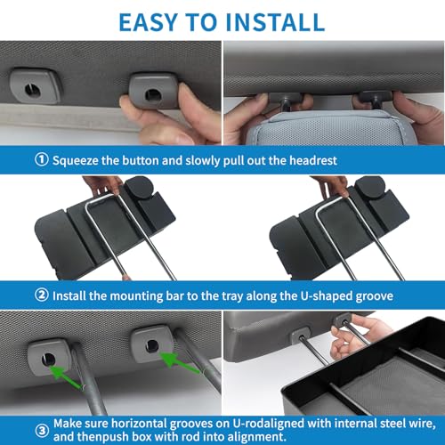 Center Console Seat Headrest Organizer for 2011-2024 2025 2026 Ford F150 F250 F350 F450 F550 F650 Accessories, Storage Tray with Non-Slip Rubber Mat (Jump Seat Only)