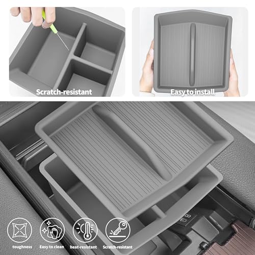 Center Console Organizer for Toyota Sienna 2021-2026, Armrest Box Secondary Tray Storage Silicone Armrest Box Insert Organizer (Gray) - size: Center Console Organizer