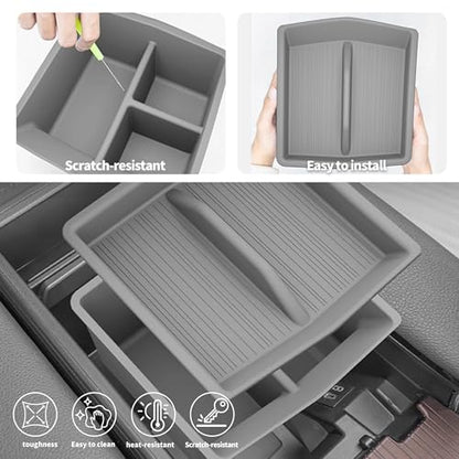 Center Console Organizer for Toyota Sienna 2021-2026, Armrest Box Secondary Tray Storage Silicone Armrest Box Insert Organizer (Gray) - size: Center Console Organizer