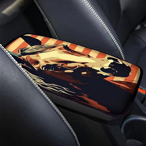 Car Center Console Pad, Universal Waterproof Car Armrest Seat Box Cover, Car Interior Accessories for Most Vehicle SUV Truck Vintage American Flag Horse Car Armrest Pad - color: vintage american flag horse