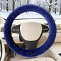 Blue Bling Starry Sky Furry Steering Wheel Cover, Universal 14.5-15 Inch Winter Plush Warm Steering Wheel Cover, Soft Fluffy, Anti-Slip Design, Soft Texture - color: Blue Starry Sky Plush