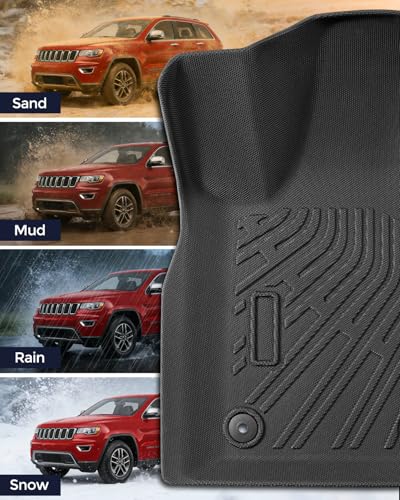 Full Set Floor Mats for Jeep Grand Cherokee 2011-2021 (Not for L), All-Weather Floor Mats+Cargo Liner+Backrest Protectors with Fastener Clips for Jeep Grand Cherokee 2011-2021 Accessories (11-Piece)