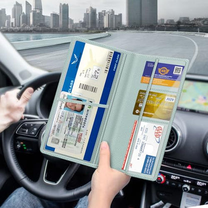 FINPAC Car Registration and Insurance Card Holder, Vehicle Glove Box Card Organizer Wallet Automobile Accessories for License - color: Ice Blue
