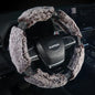 Winter Fluffy Steering Wheel Cover 15 inch, Soft Plush Steering Wheel Protector with Bling Rhinestones, Comforting and Luxurious, Brown - color: brown
