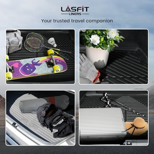 LASFIT Cargo Mat with Backrest Mat for Mazda CX-90 / CX 90 PHEV 2024 2025 2026 (Only Fit 3rd Row 60/40 Split-Bench Seats) TPE Custom Fit All Weather Trunk Liner Waterproof Cargo Tray Accessories - size: CX90 | 2024-2026 | Cargo Liner & Backrest Mat