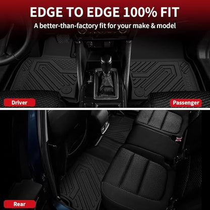 LASFIT Floor Mats & Backrest Mats & Trunk Mat for Mazda CX5 2017-2025 All Weather TPE Custom Fit Floor Liners Car Mats Accessories, Include 1st & 2nd Row & Seatback & Cargo Mats, Black