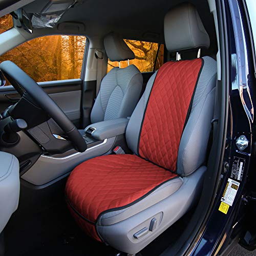 FH Group Car Seat Cushion – Faux Leather Single Front Seat Cover with Front Pockets, Airbag Compatible, Universal Fit Car Seat Cushion for Driver or Passenger Seat, SUV, Truck, Sedan & Van – Red - color: Red, style: Front Set