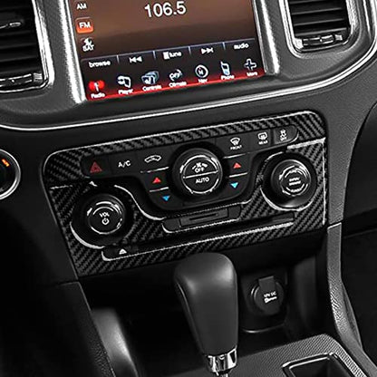 Car Air Conditioner Volume Switch Panel Decals for 2011 2012 2013 2014 Dodge Charger Accessories Carbon Fiber Interior Stickers - color: Air Conditioner Panel